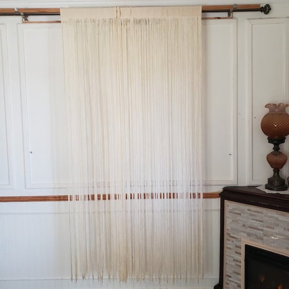 Curtain Panel All Fringe Rod Pocket 42W x 72L Panel All Fringe Ivory - Picture 1 of 8